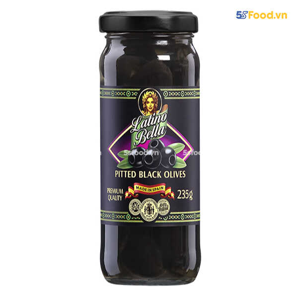 Trái Oliu đen tách hạt Latino Bella lọ 235g